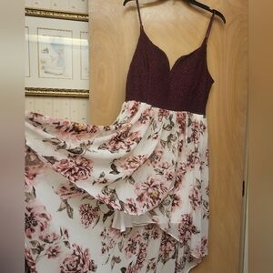 White Pink Red Bodice V Neck Summer Boho Beach Dress XL Sz 16